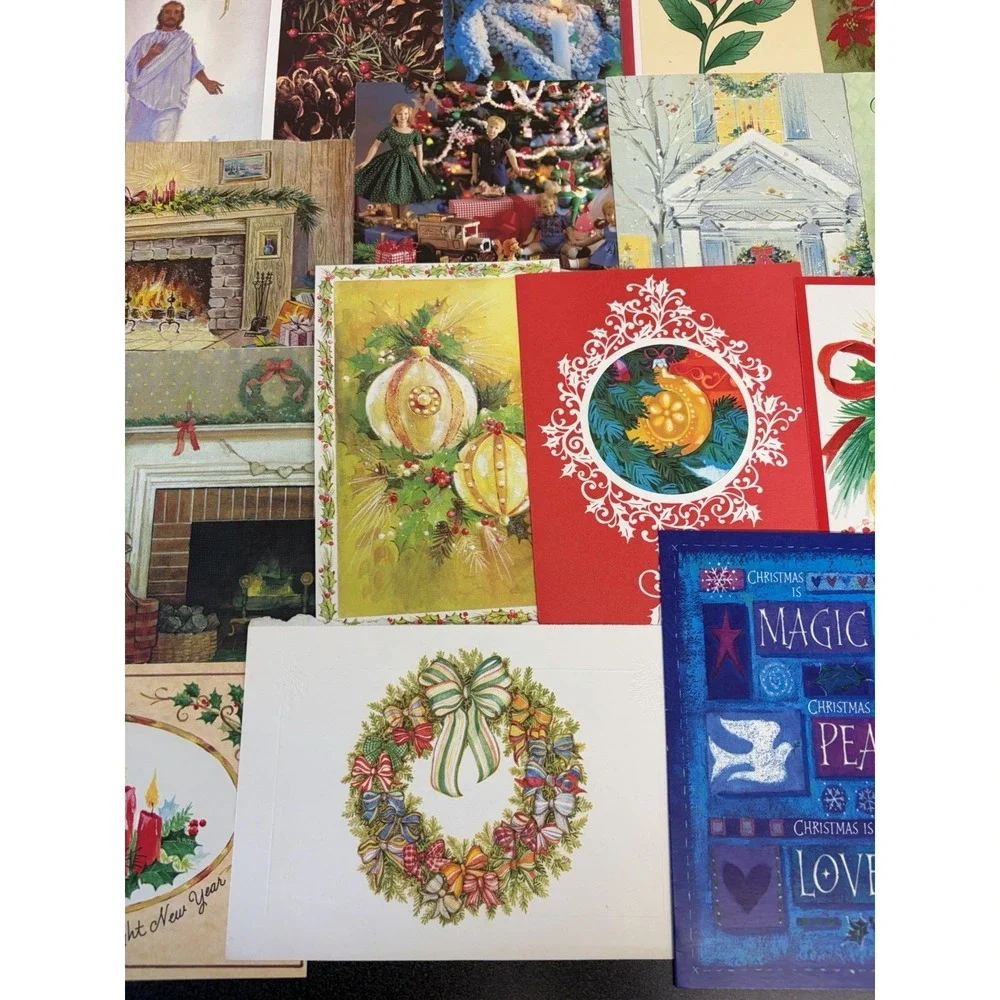 Vintage Christmas Cards Fronts ONLY Traditional Scrapbooking Decoupage Lot 50+